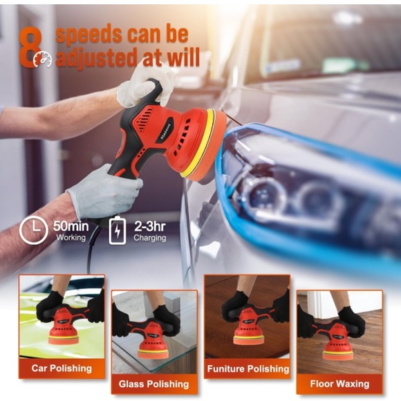 🆕 Cordless Sander Polisher color Red and Black - Picture 3 of 9